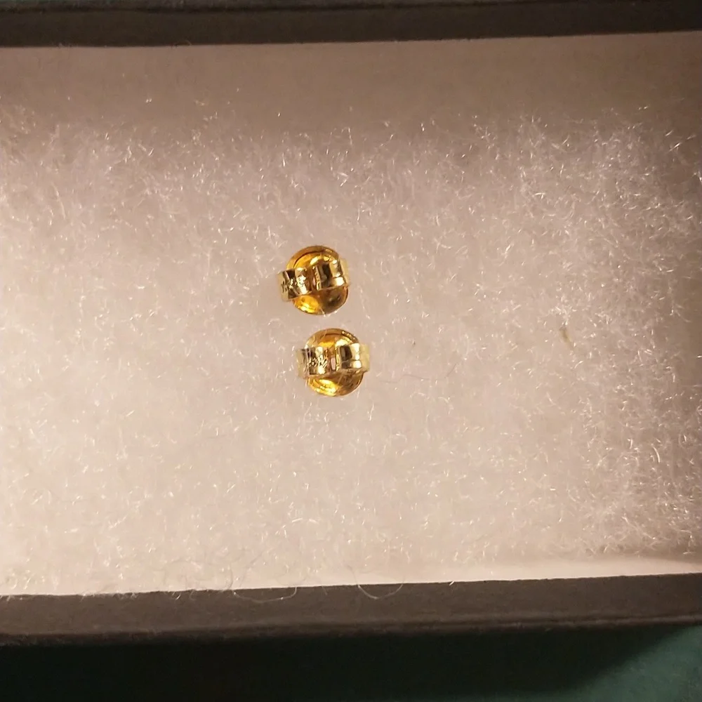 Genuine Ivory & 14 karat gold hoop earrings w/ gold ribboning, posts & backings - Picture 6 of 8